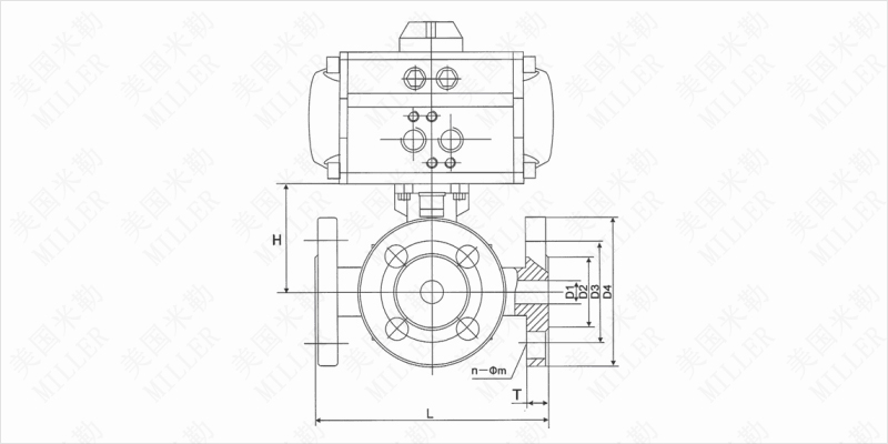 进口气动三通球阀连接尺寸图 进口气动三通球阀连接尺寸图