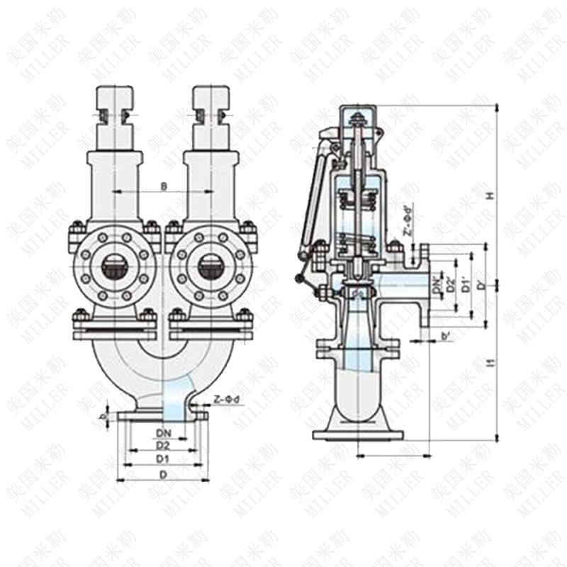 双联式安全阀尺寸 双联式安全阀尺寸