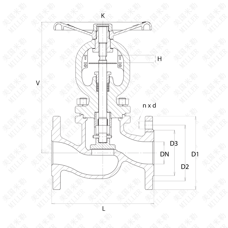 进口铸钢截止阀尺寸图 进口铸钢截止阀尺寸图