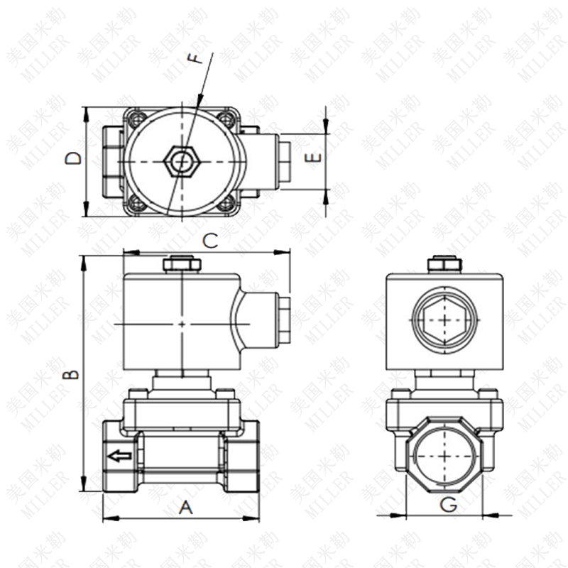 进口不锈钢电磁阀连接尺寸